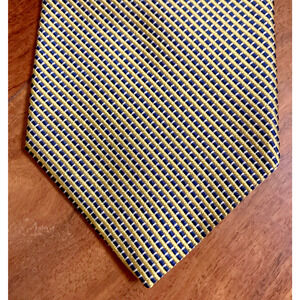 Brooks Brothers 346 Gold & Navy Mens Necktie Silk Prom Dance